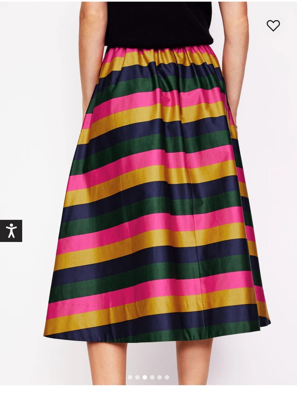 NWT Boden Isabella Cotton Sateen Skirt
Pine, Multi Stripe With Pockets - Picture 5 of 8